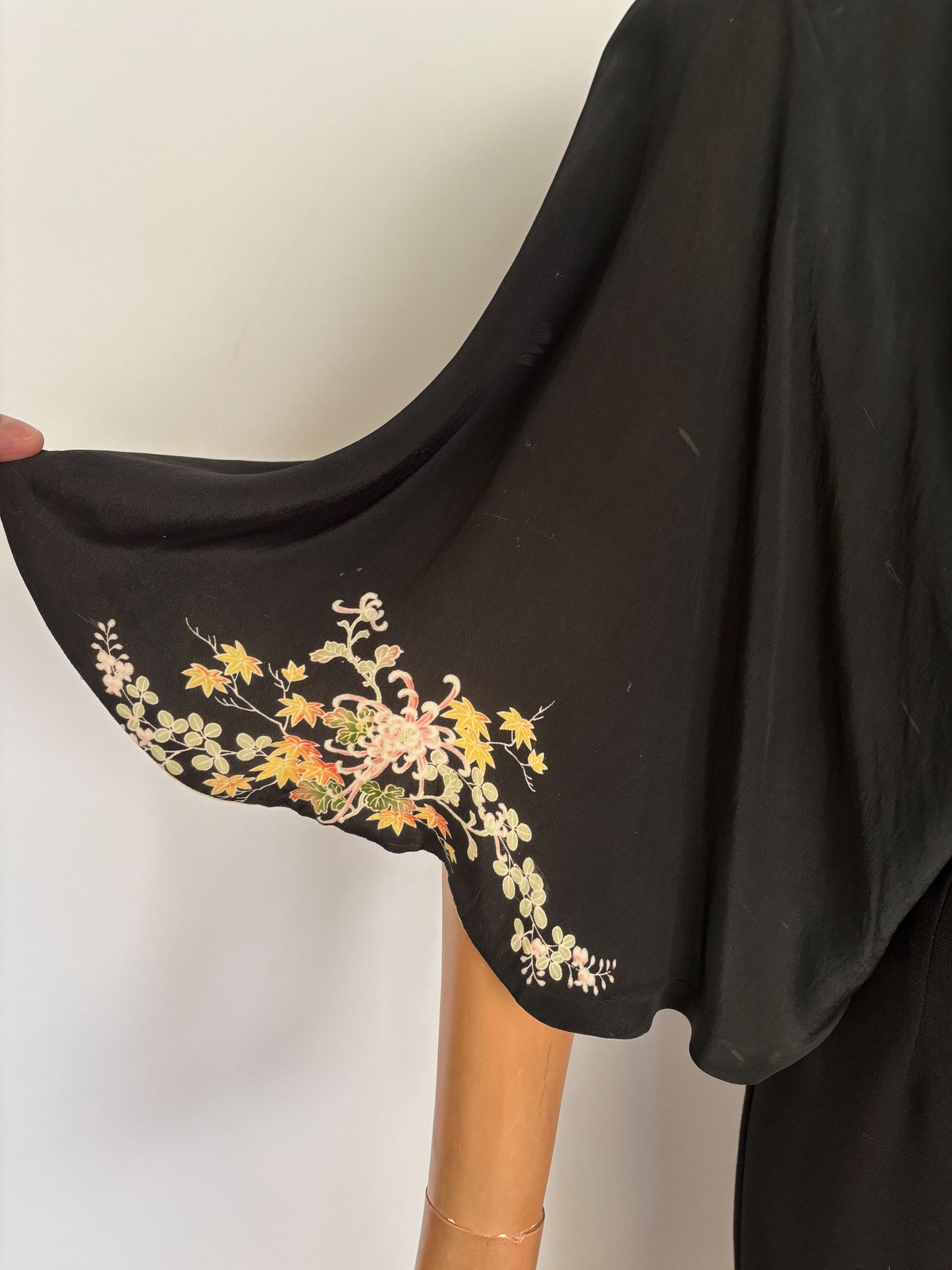 Early 20th Century Reversible Japanese Inspired Hand Painted Silk Wrap Top