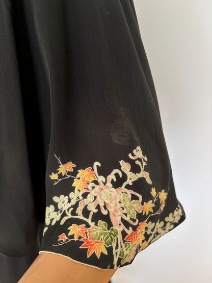 Early 20th Century Reversible Japanese Inspired Hand Painted Silk Wrap Top