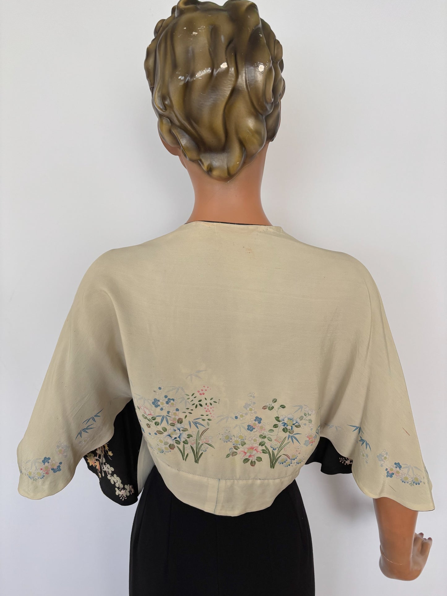 Early 20th Century Reversible Japanese Inspired Hand Painted Silk Wrap Top
