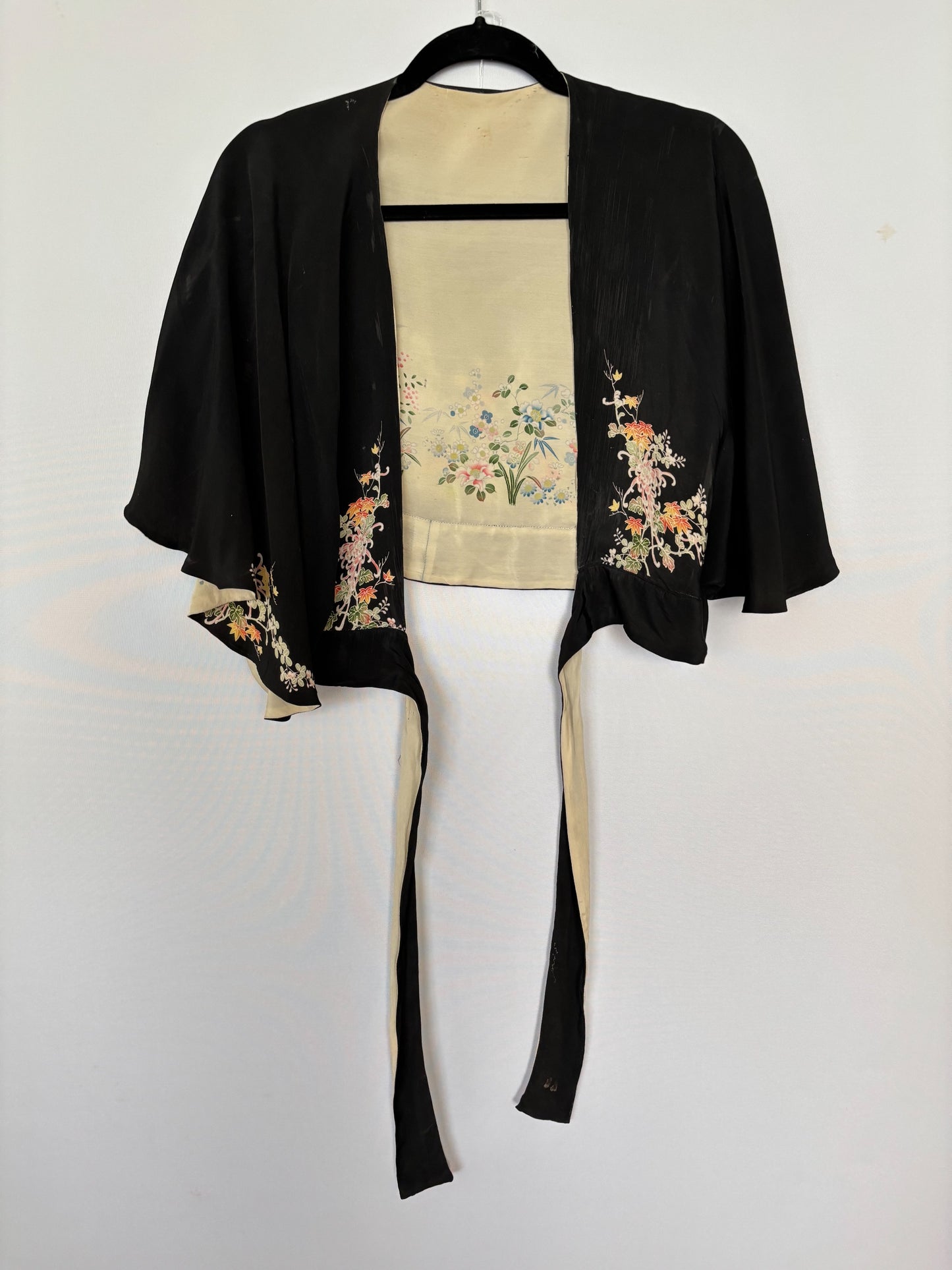 Early 20th Century Reversible Japanese Inspired Hand Painted Silk Wrap Top