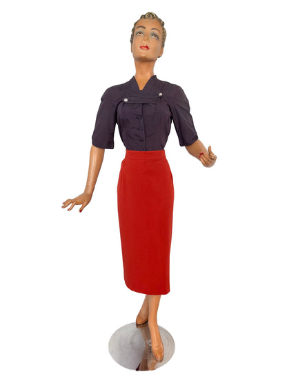 S | 1940s Cotton Poplin Blouse