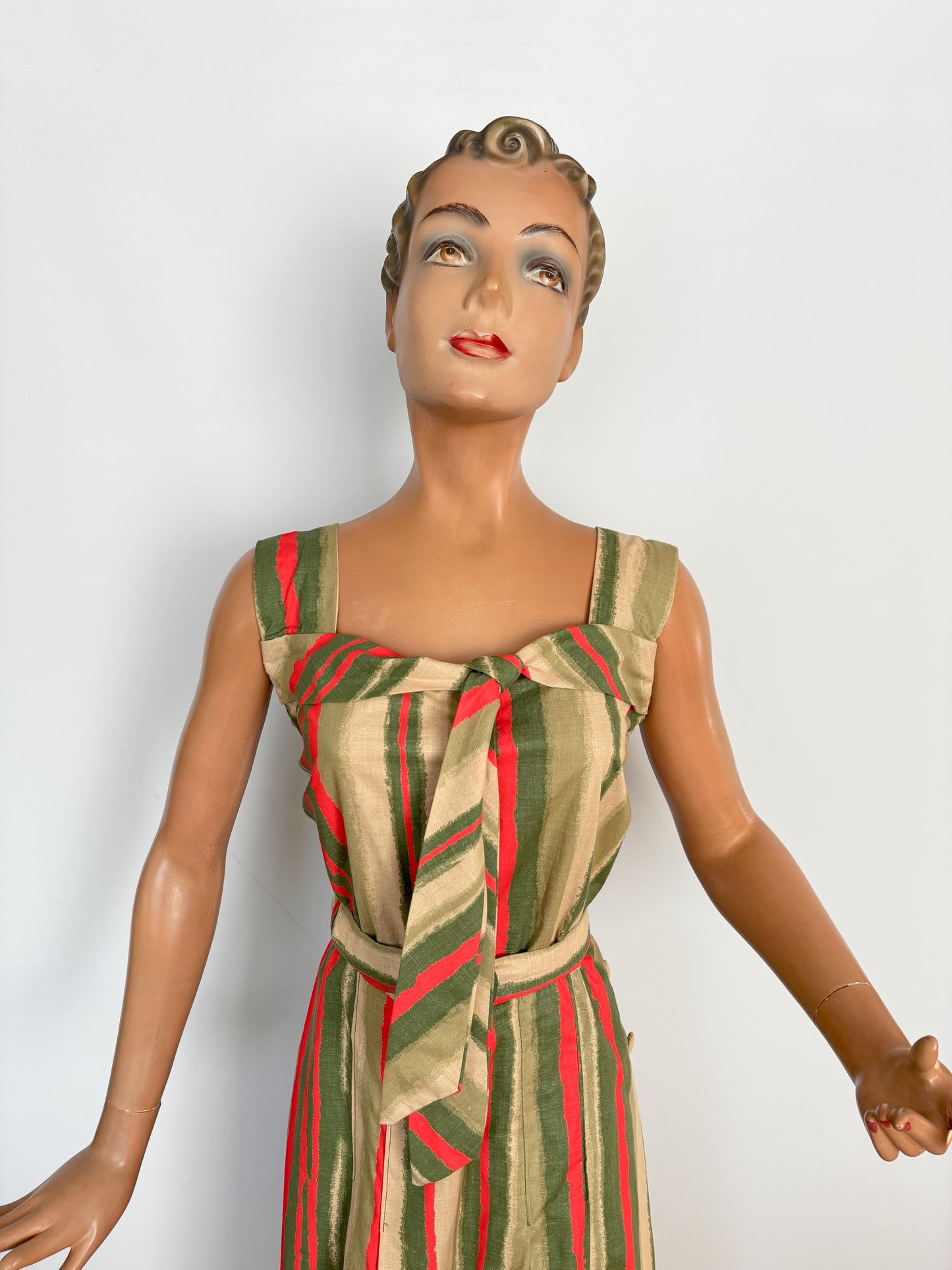 1950s Striped Halter Dress | M