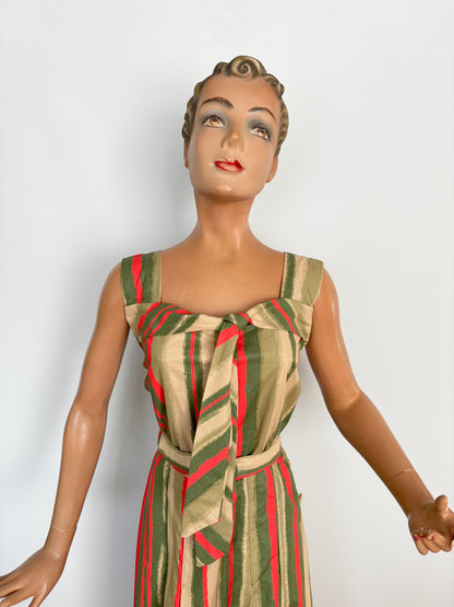 1950s Striped Halter Dress | M