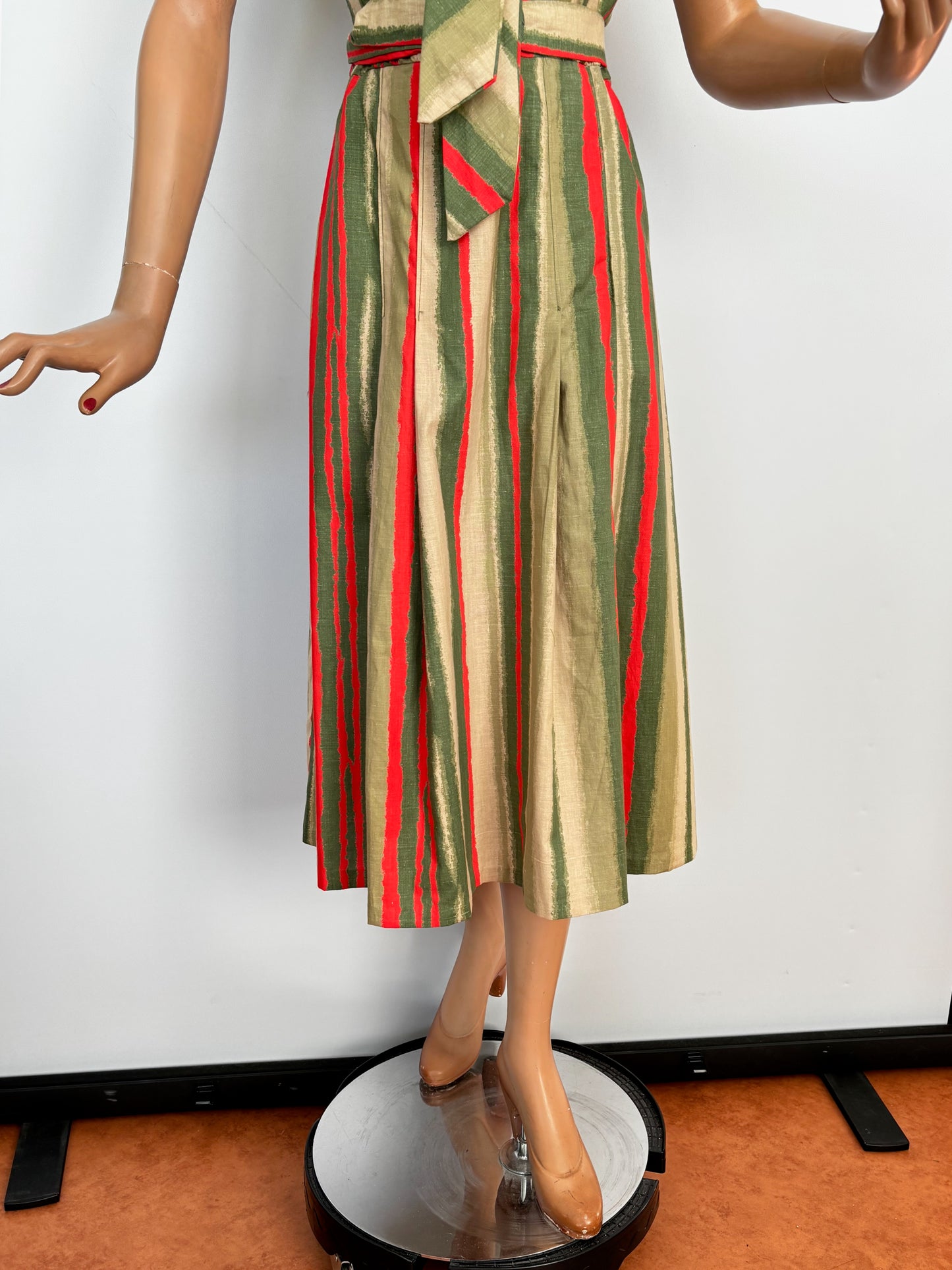 1950s Striped Halter Dress | M