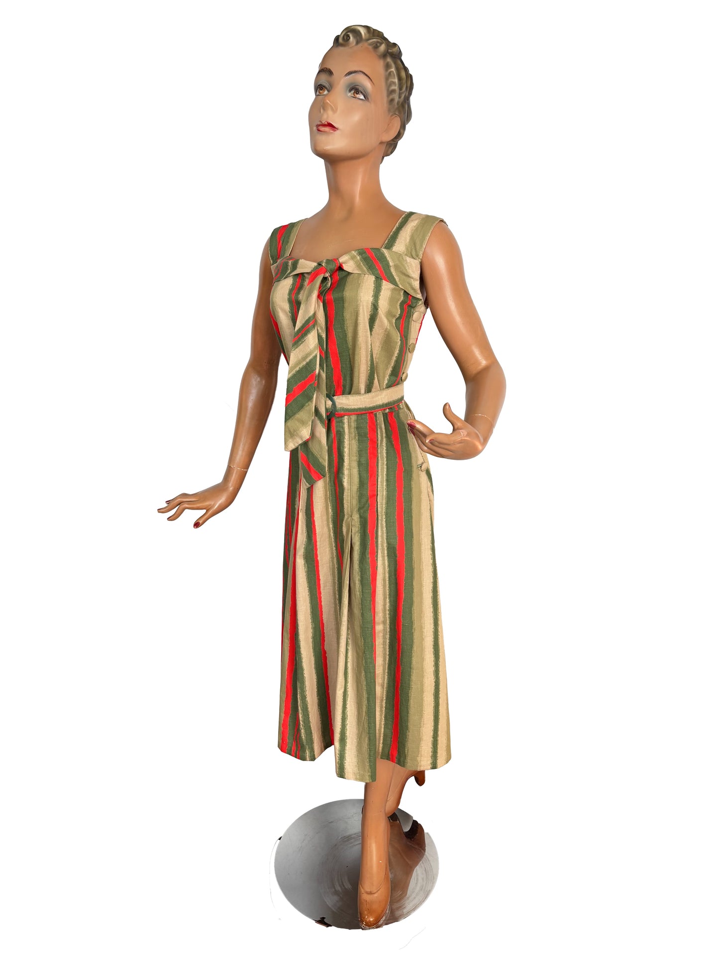 1950s Striped Halter Dress | M