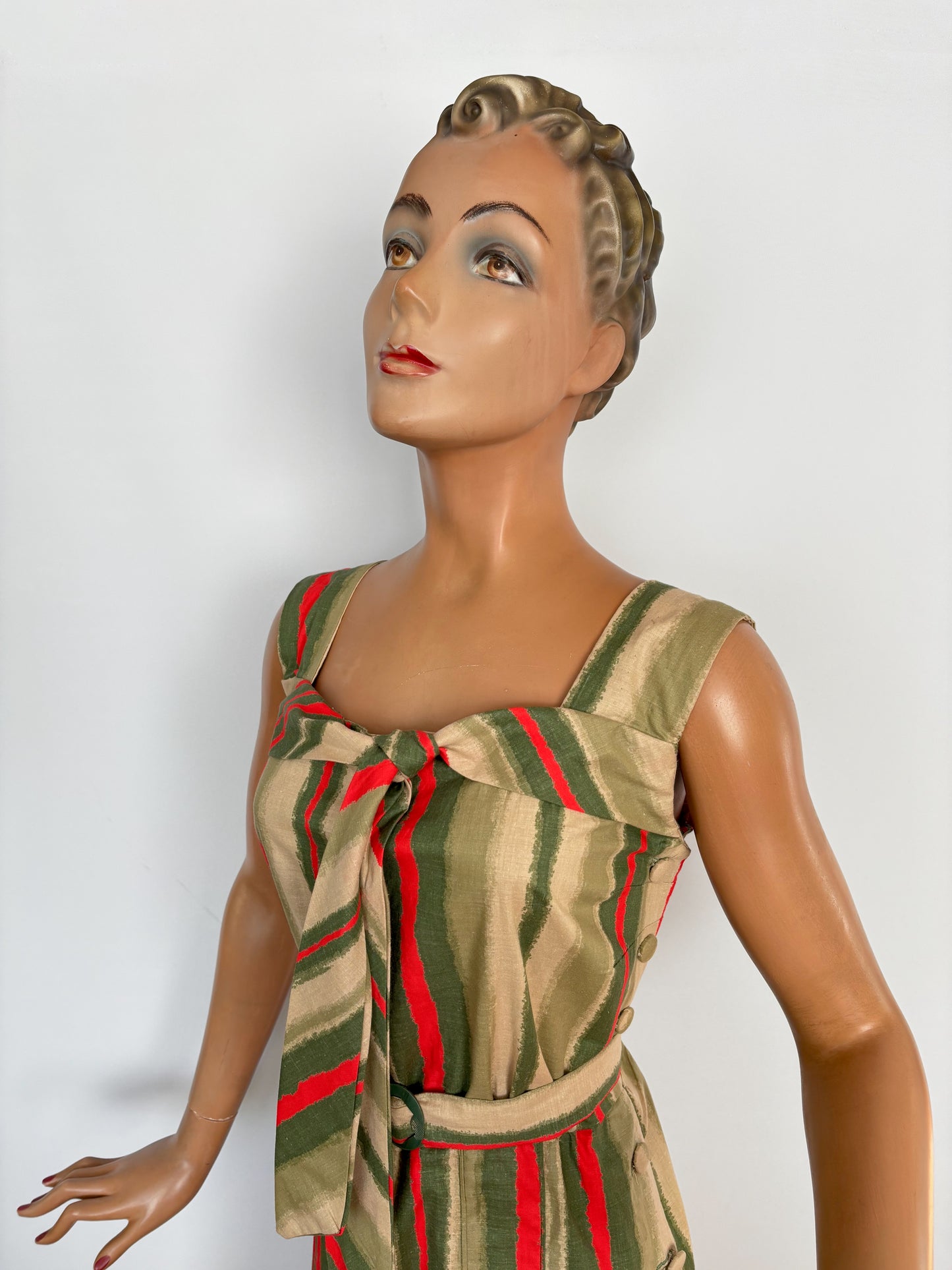 1950s Striped Halter Dress | M