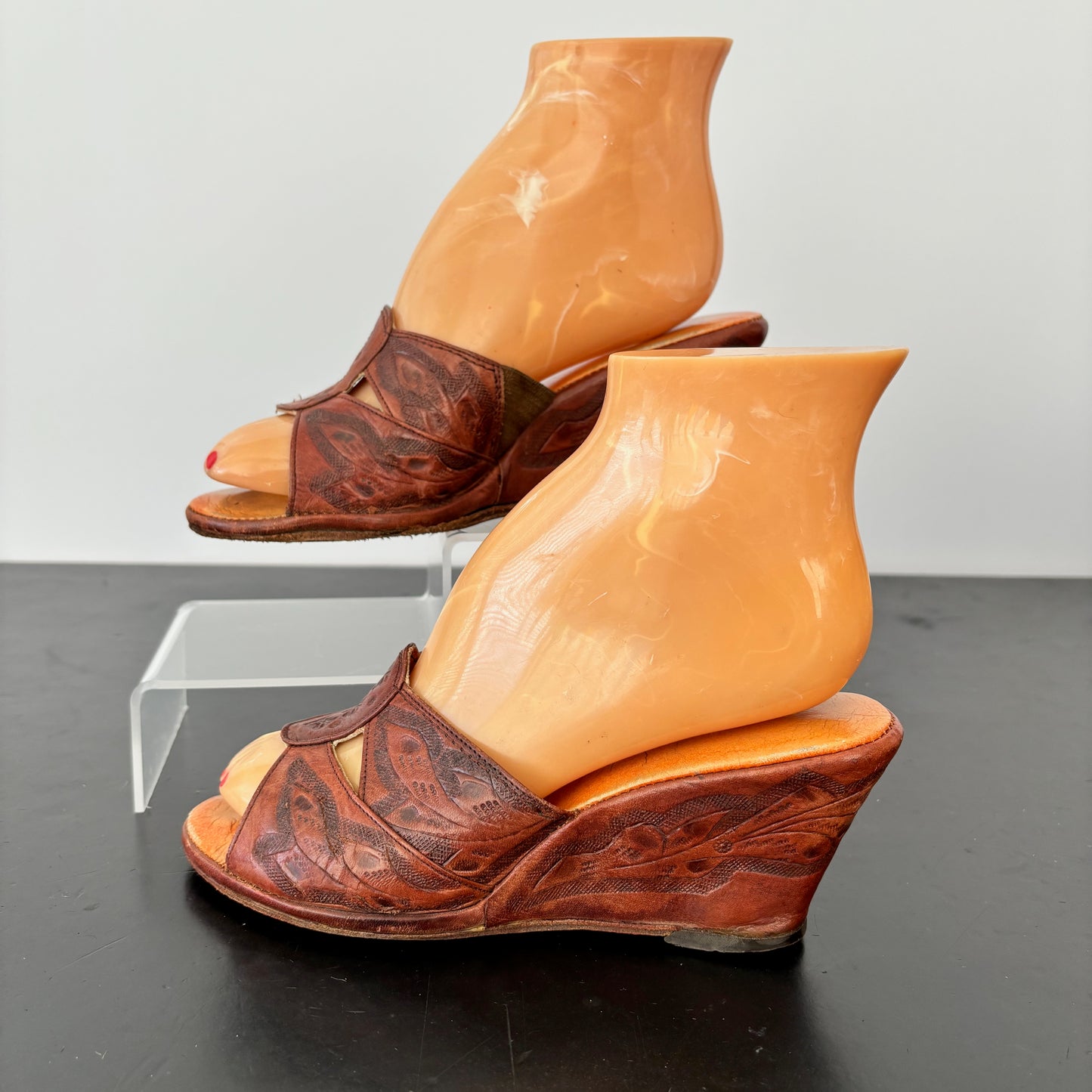 1940s/50s Tooled Leather Wedges