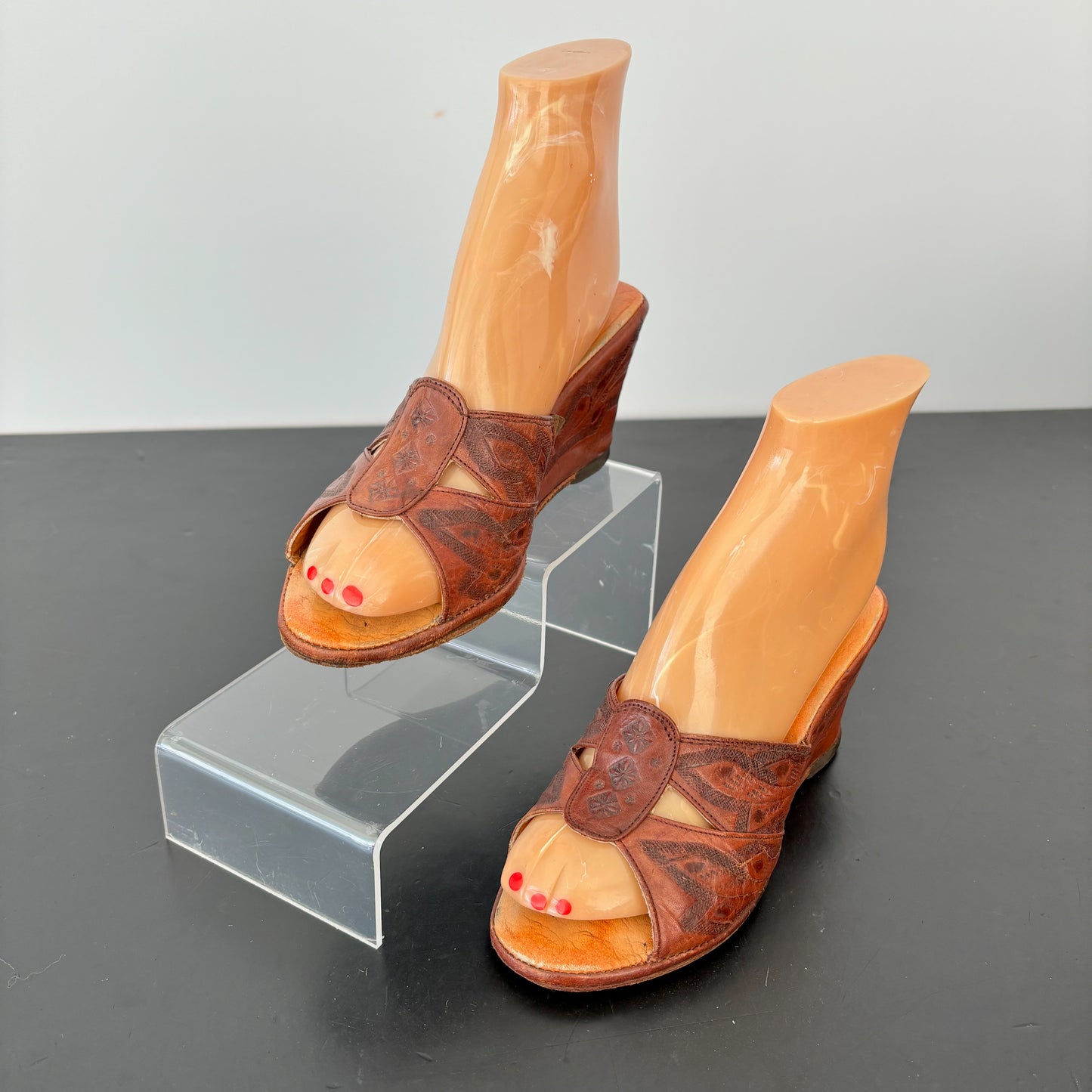 1940s/50s Tooled Leather Wedges