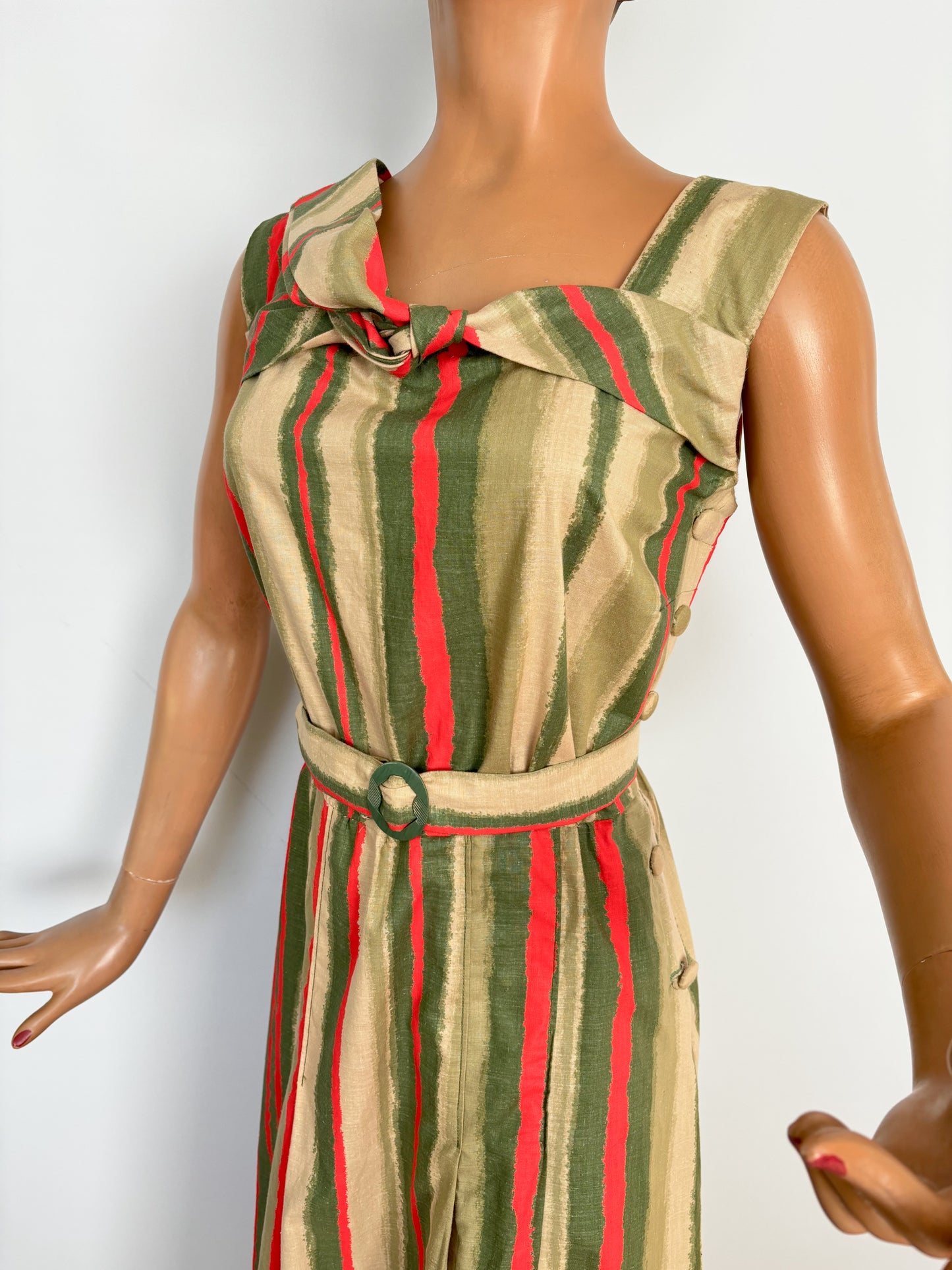 1950s Striped Halter Dress | M