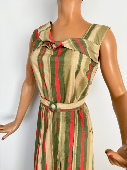1950s Striped Halter Dress | M