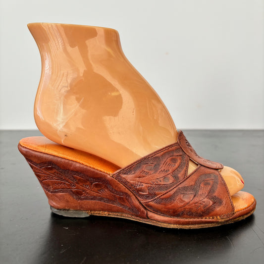 1940s/50s Tooled Leather Wedges