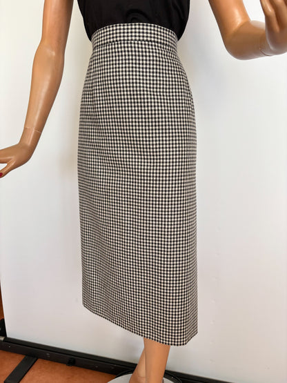 M/L | 1950s/60s Black And White Gingham Pencil Skirt