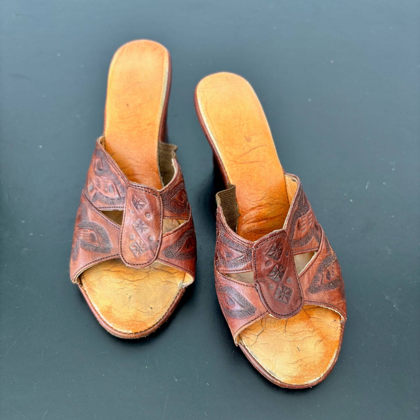 1940s/50s Tooled Leather Wedges