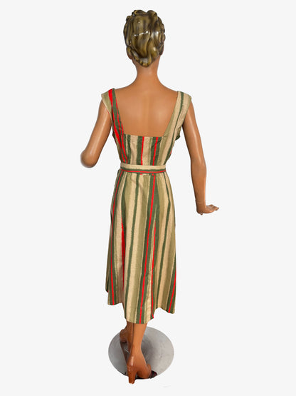 1950s Striped Halter Dress | M