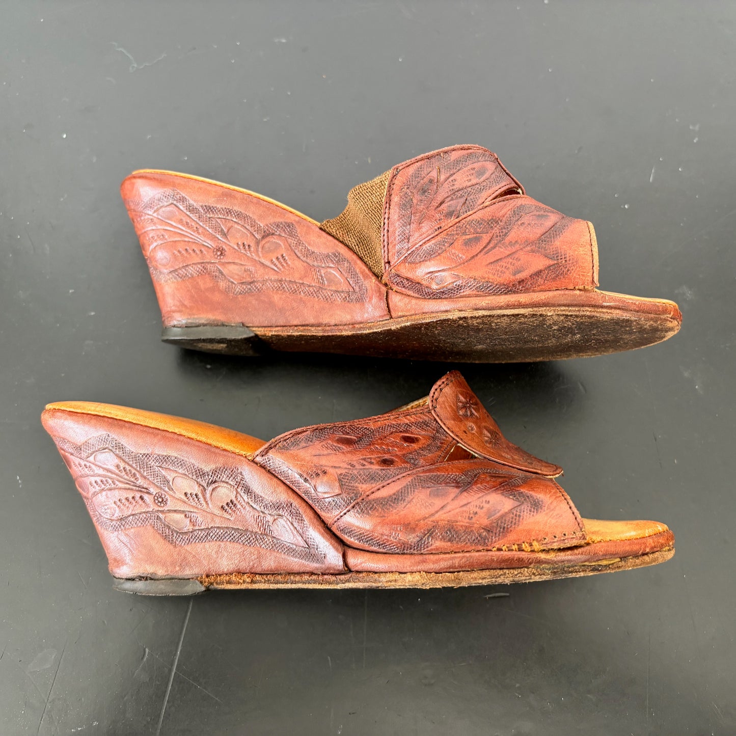 1940s/50s Tooled Leather Wedges