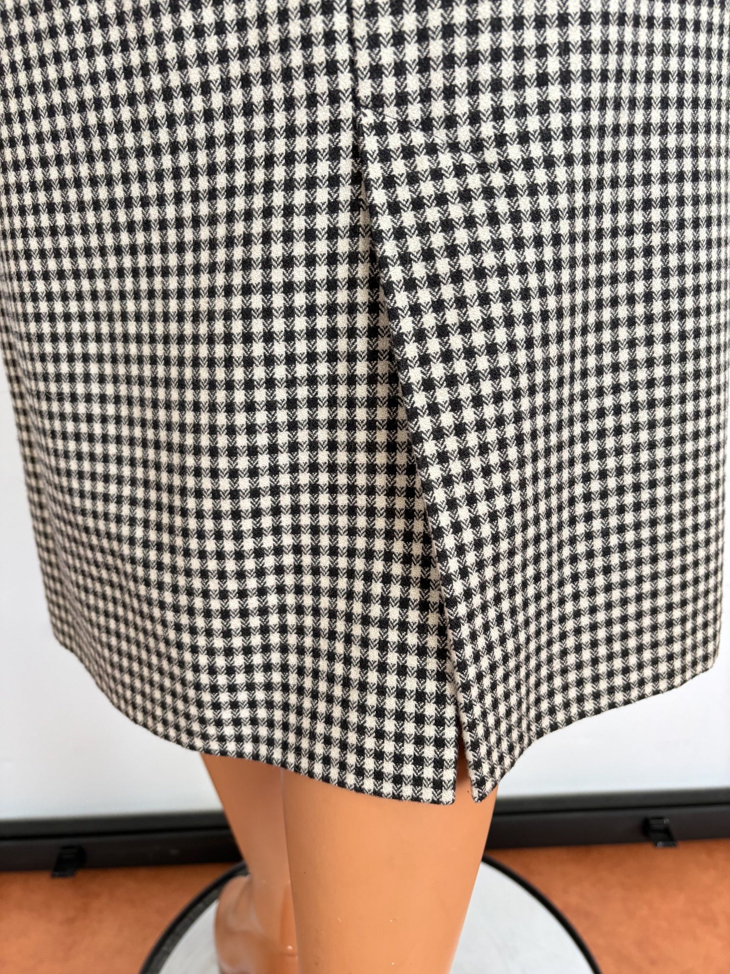 M/L | 1950s/60s Black And White Gingham Pencil Skirt