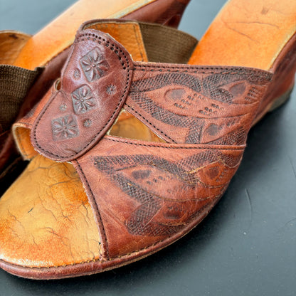 1940s/50s Tooled Leather Wedges