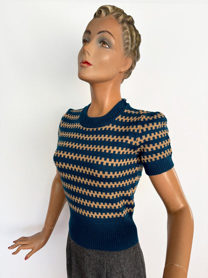 Rock n Romance Vera Short Sleeve Pullover Peacock Blue