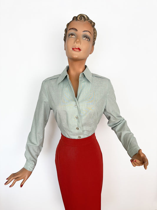 1980 US Military Womens Long Sleeve Blouse | Small/Medium