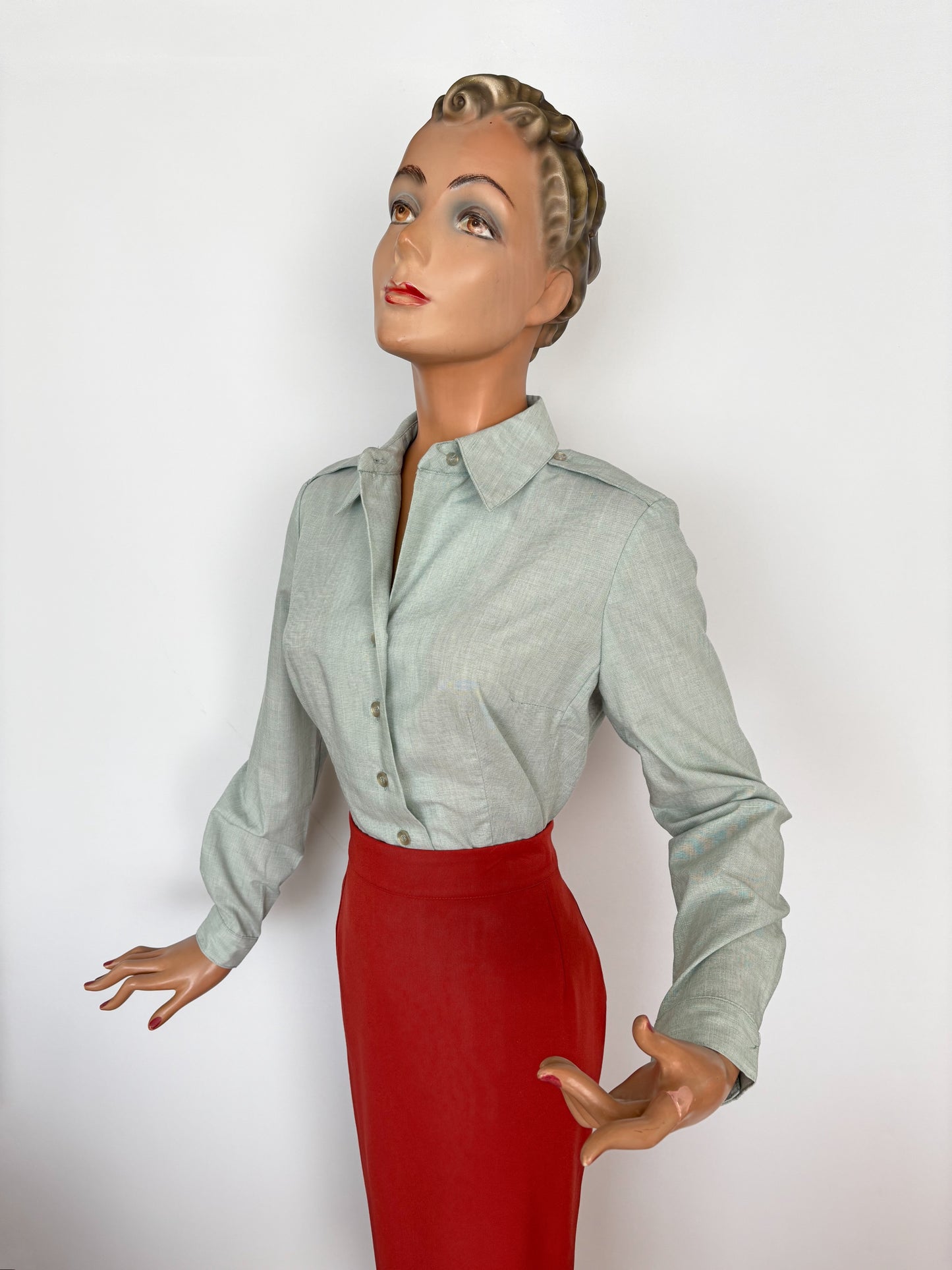 1980 US Military Womens Long Sleeve Blouse | Small/Medium