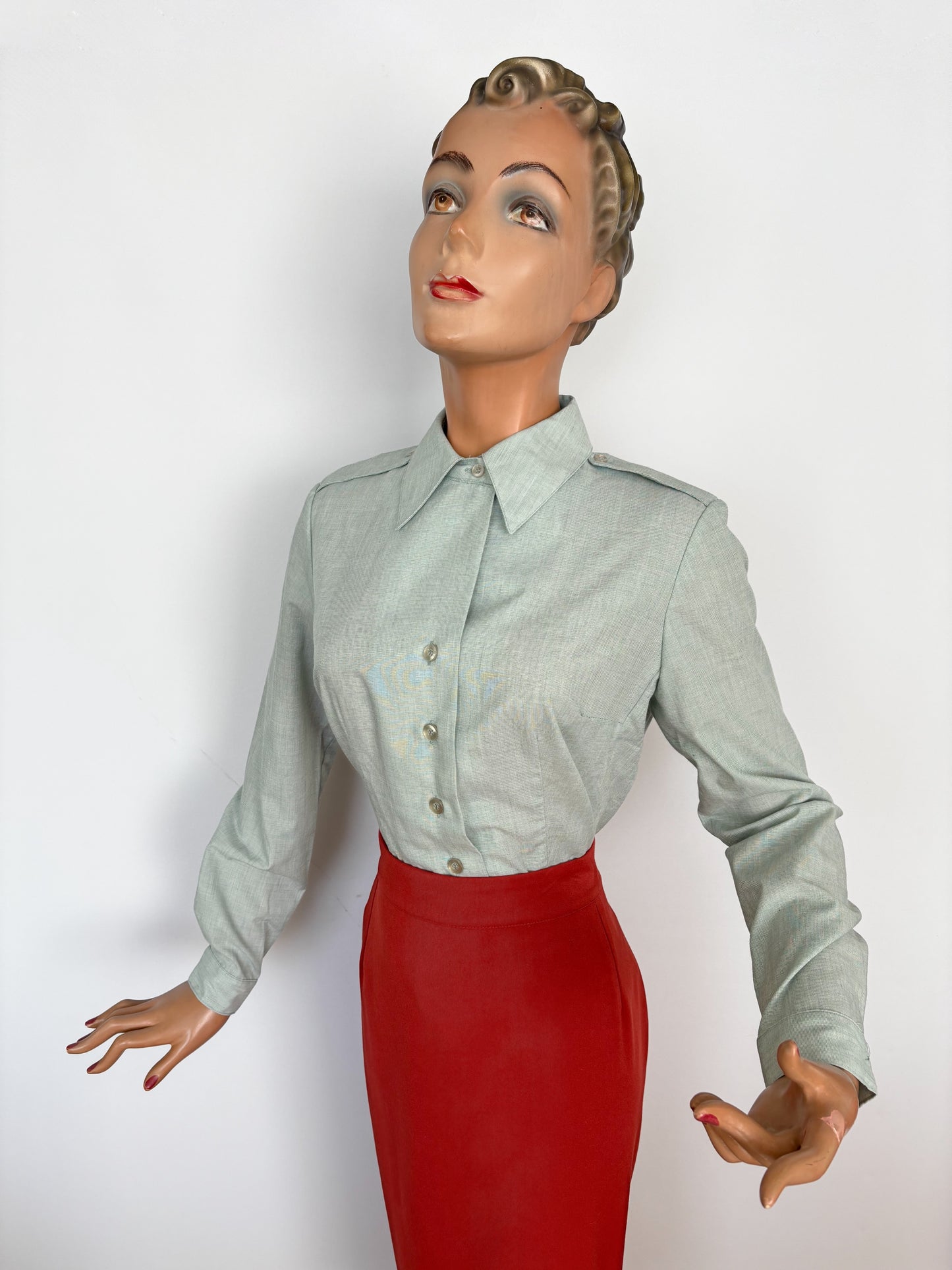 1980 US Military Womens Long Sleeve Blouse | Small/Medium