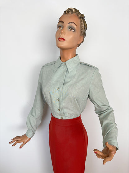 1980 US Military Womens Long Sleeve Blouse | Small/Medium