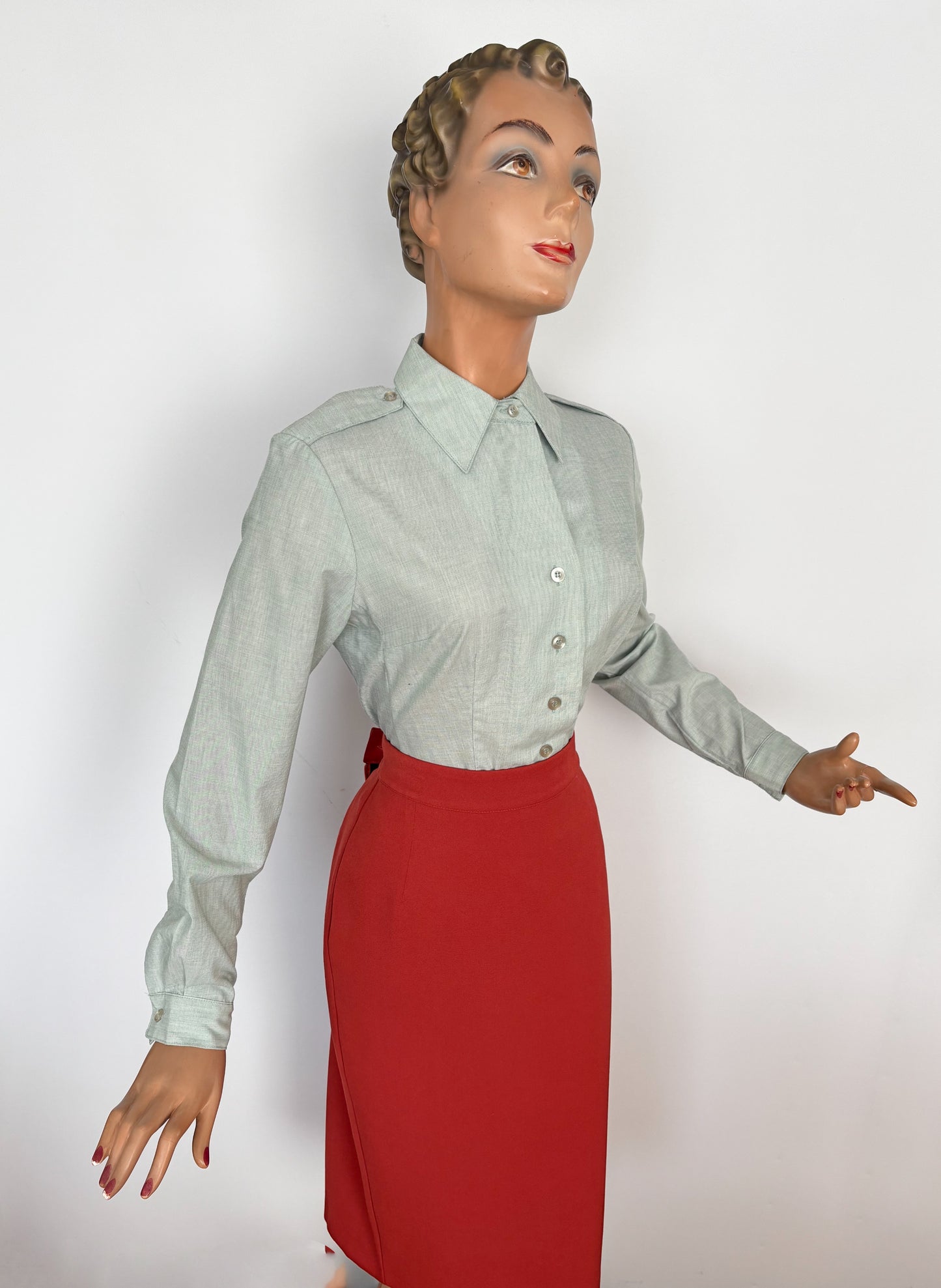 1980 US Military Womens Long Sleeve Blouse | Small/Medium