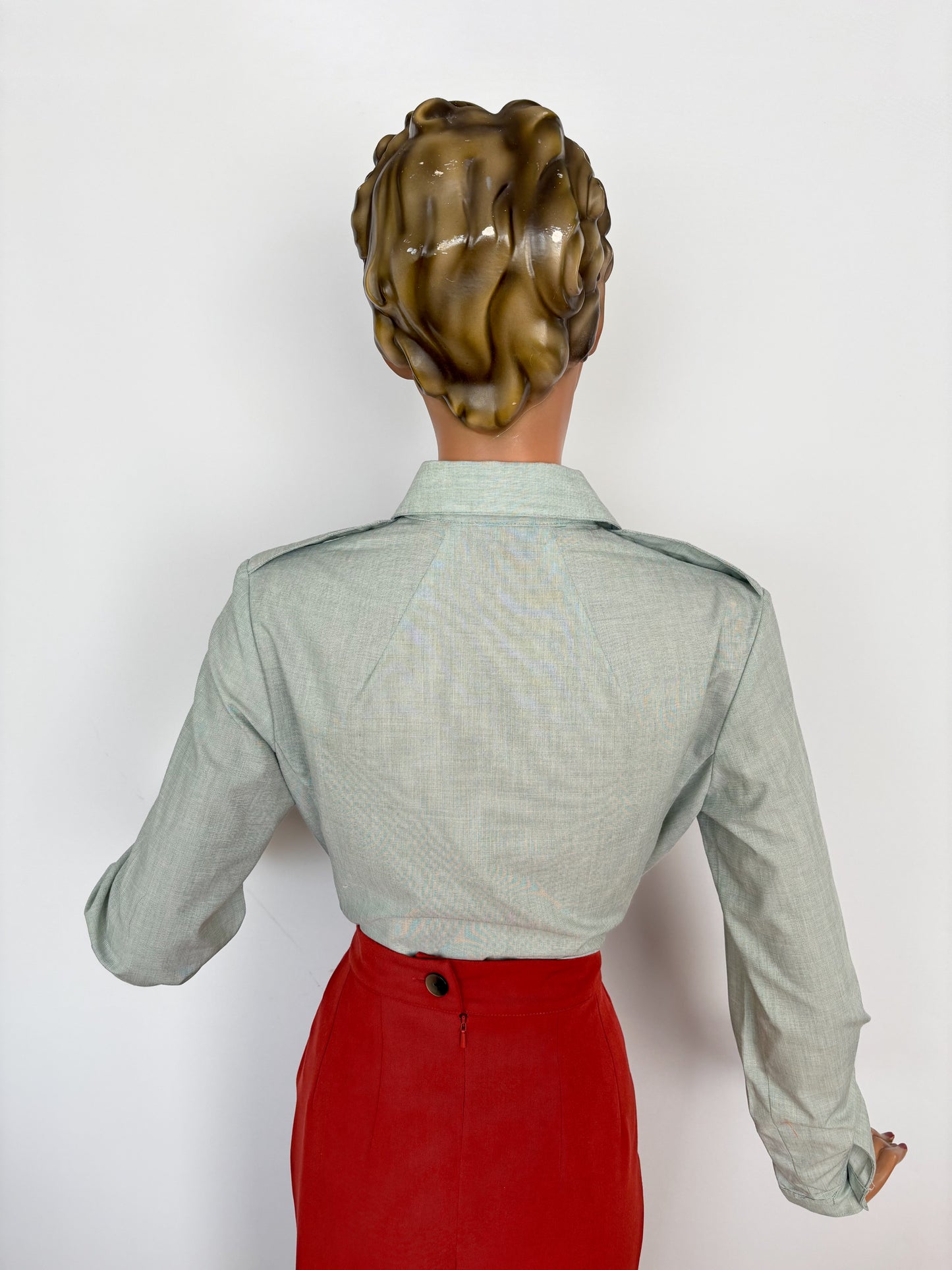 1980 US Military Womens Long Sleeve Blouse | Small/Medium