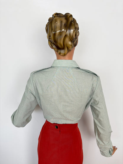 1980 US Military Womens Long Sleeve Blouse | Small/Medium