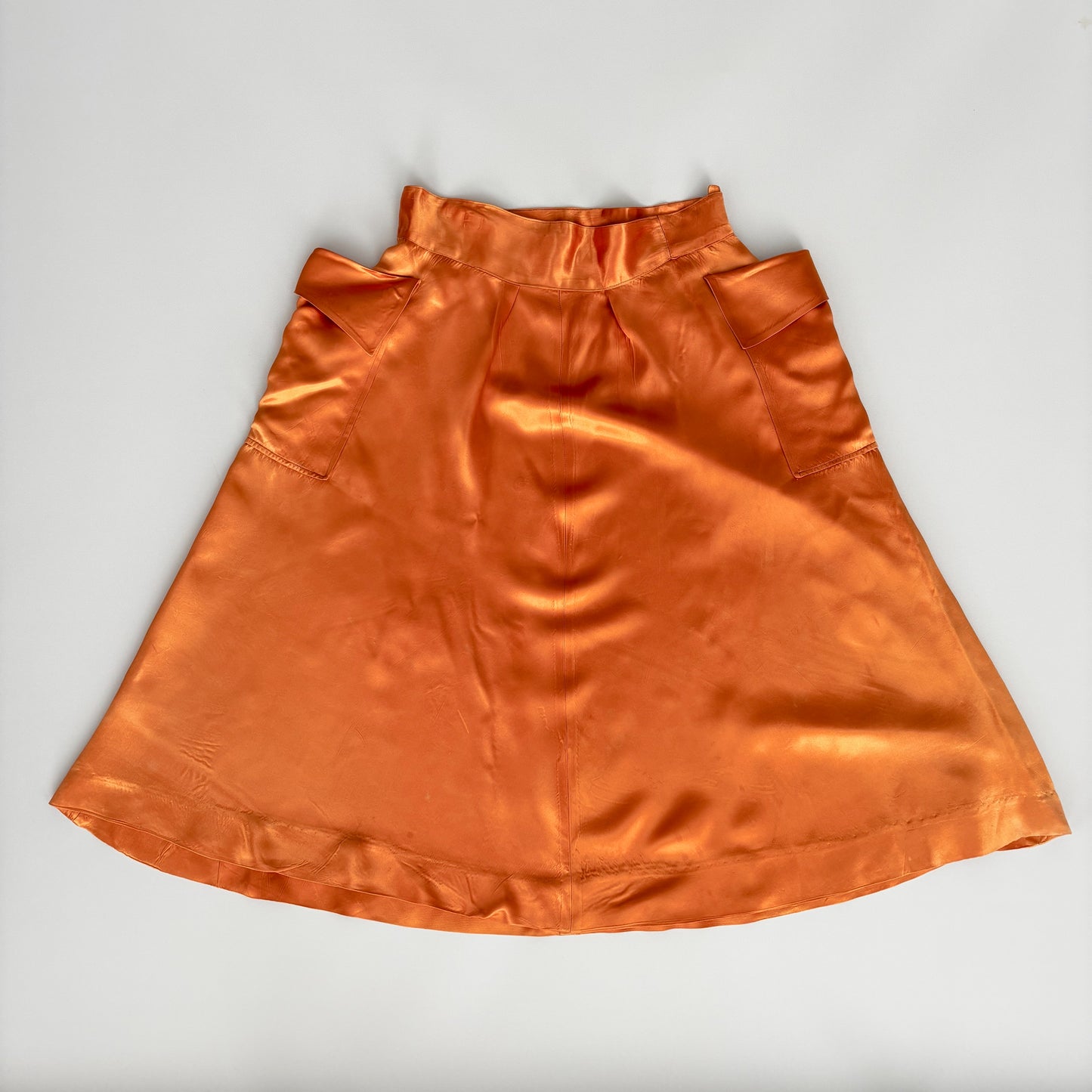 1940s/50s Marjorie Montgomery Liquid Satin Pocket Skirt | Large