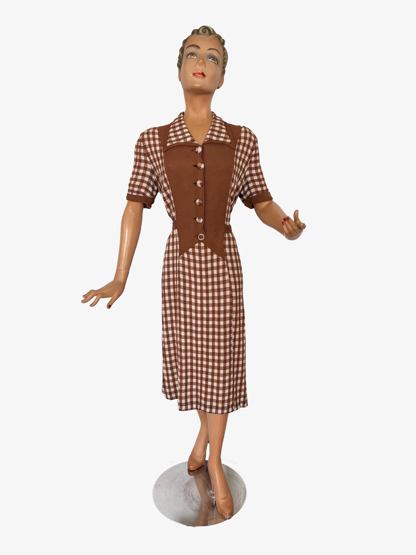 XXL | 1930s/40s Wool Gingham Day Dress
