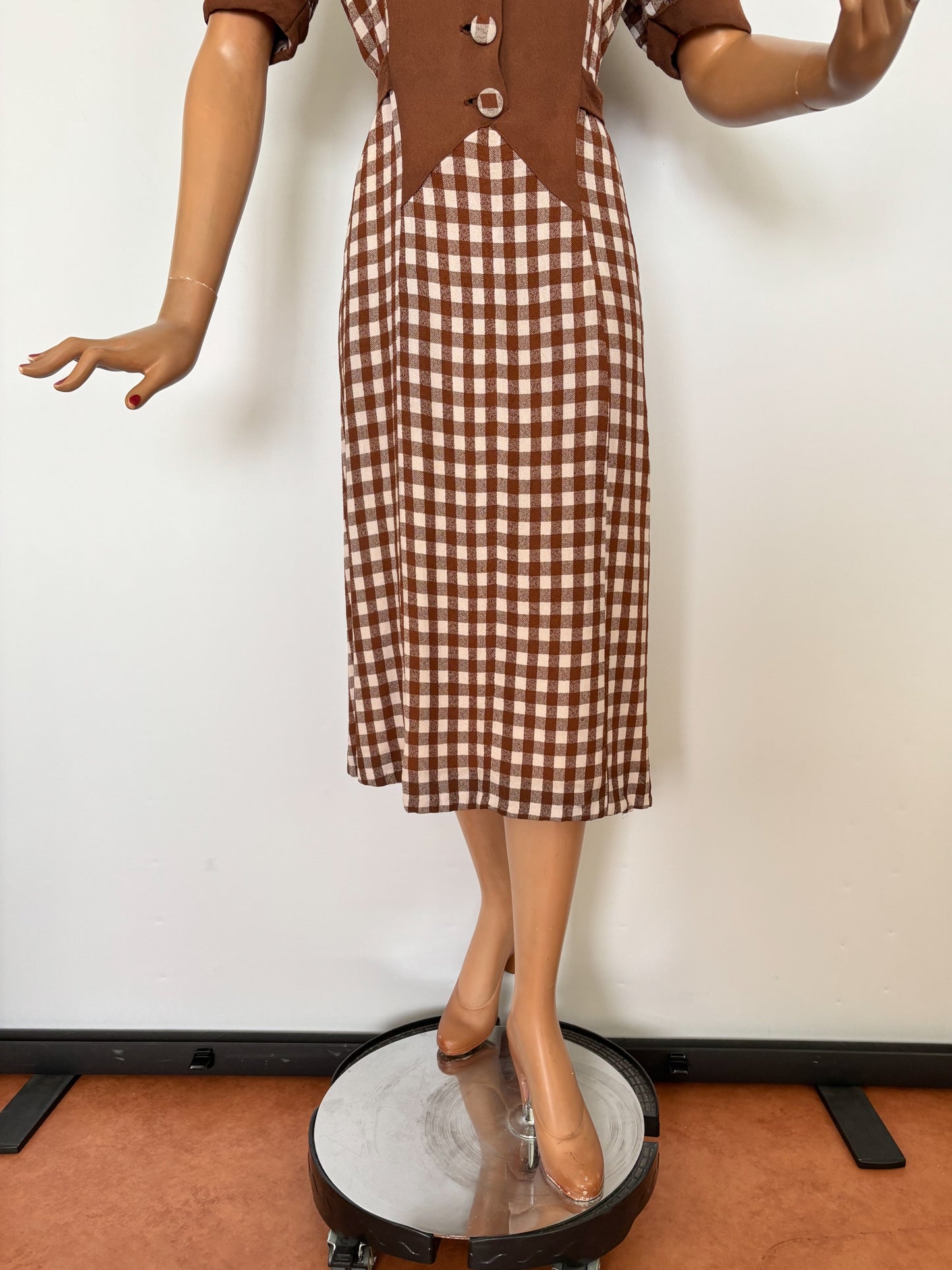 XXL | 1930s/40s Wool Gingham Day Dress