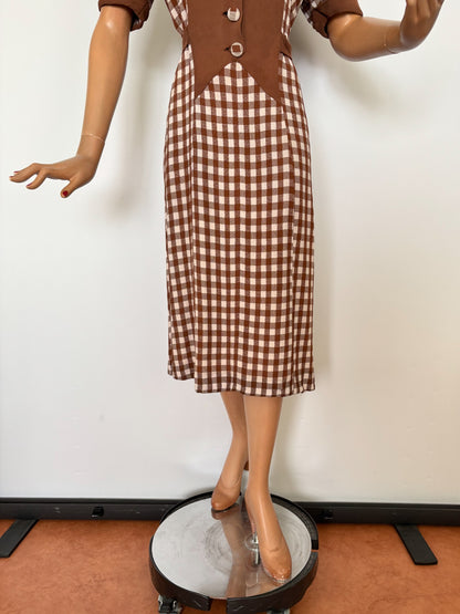 XXL | 1930s/40s Wool Gingham Day Dress