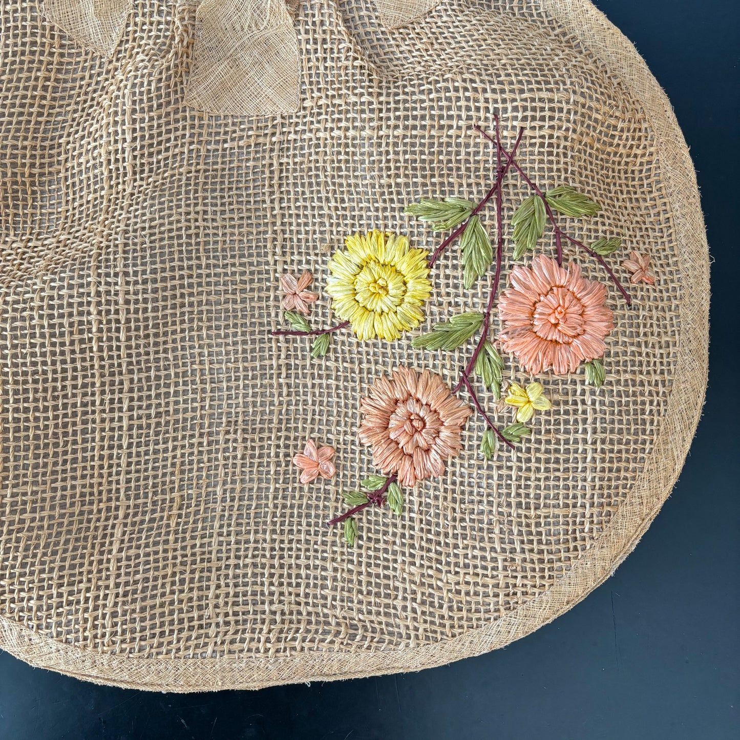 1950s Large Burlap Beach Bag