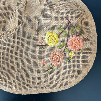 1950s Large Burlap Beach Bag