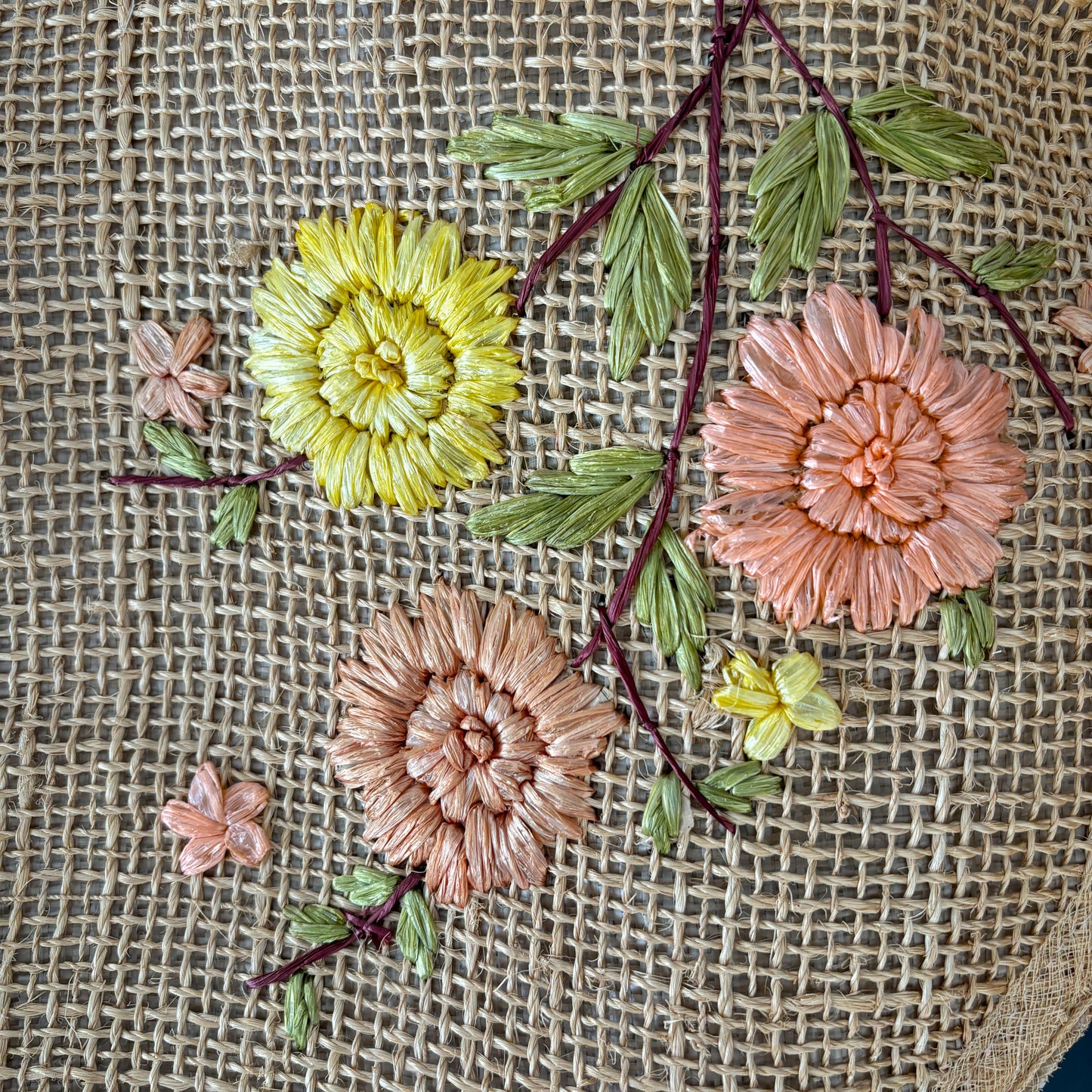 1950s Large Burlap Beach Bag