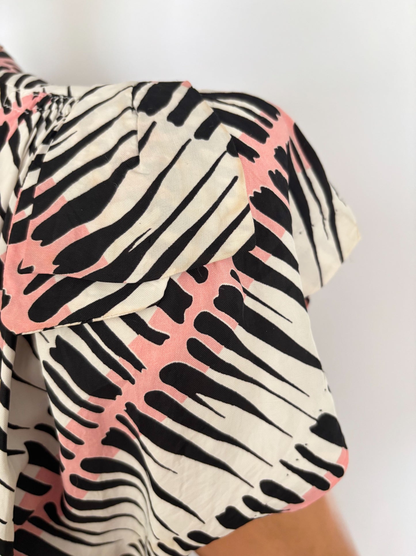 S | 1940s Style Asymmetric Peplum Dress