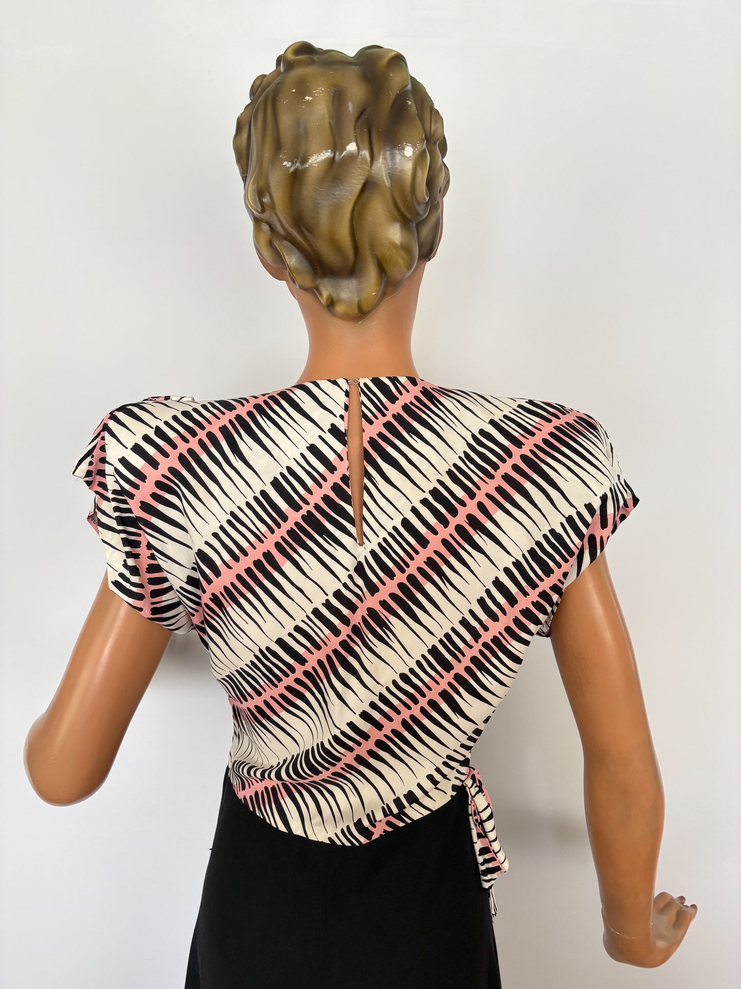 S | 1940s Style Asymmetric Peplum Dress