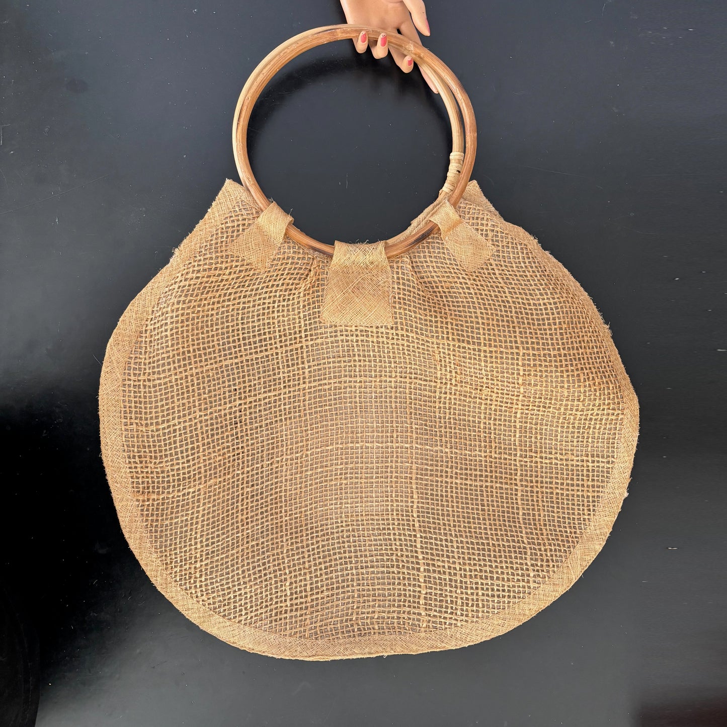 1950s Large Burlap Beach Bag