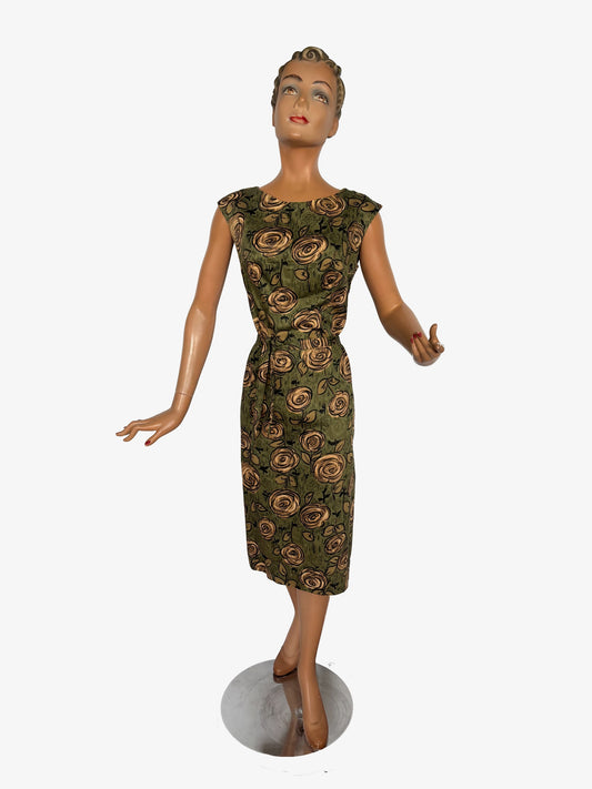 XL | 1950s/60s Floral Print Dress and Jacket Set