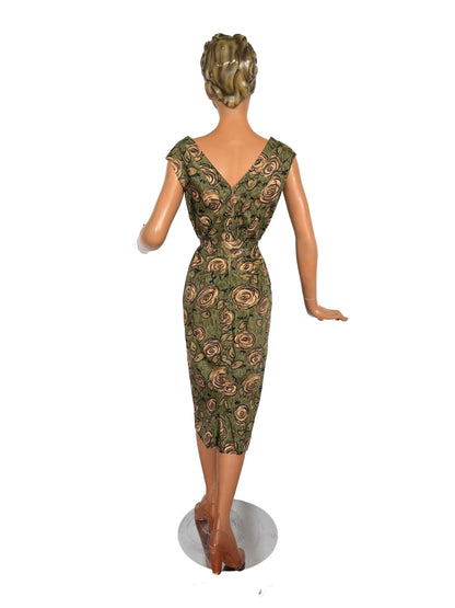 XL | 1950s/60s Floral Print Dress and Jacket Set