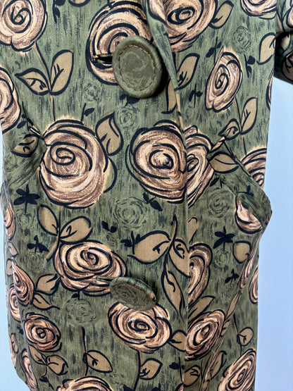 XL | 1950s/60s Floral Print Dress and Jacket Set