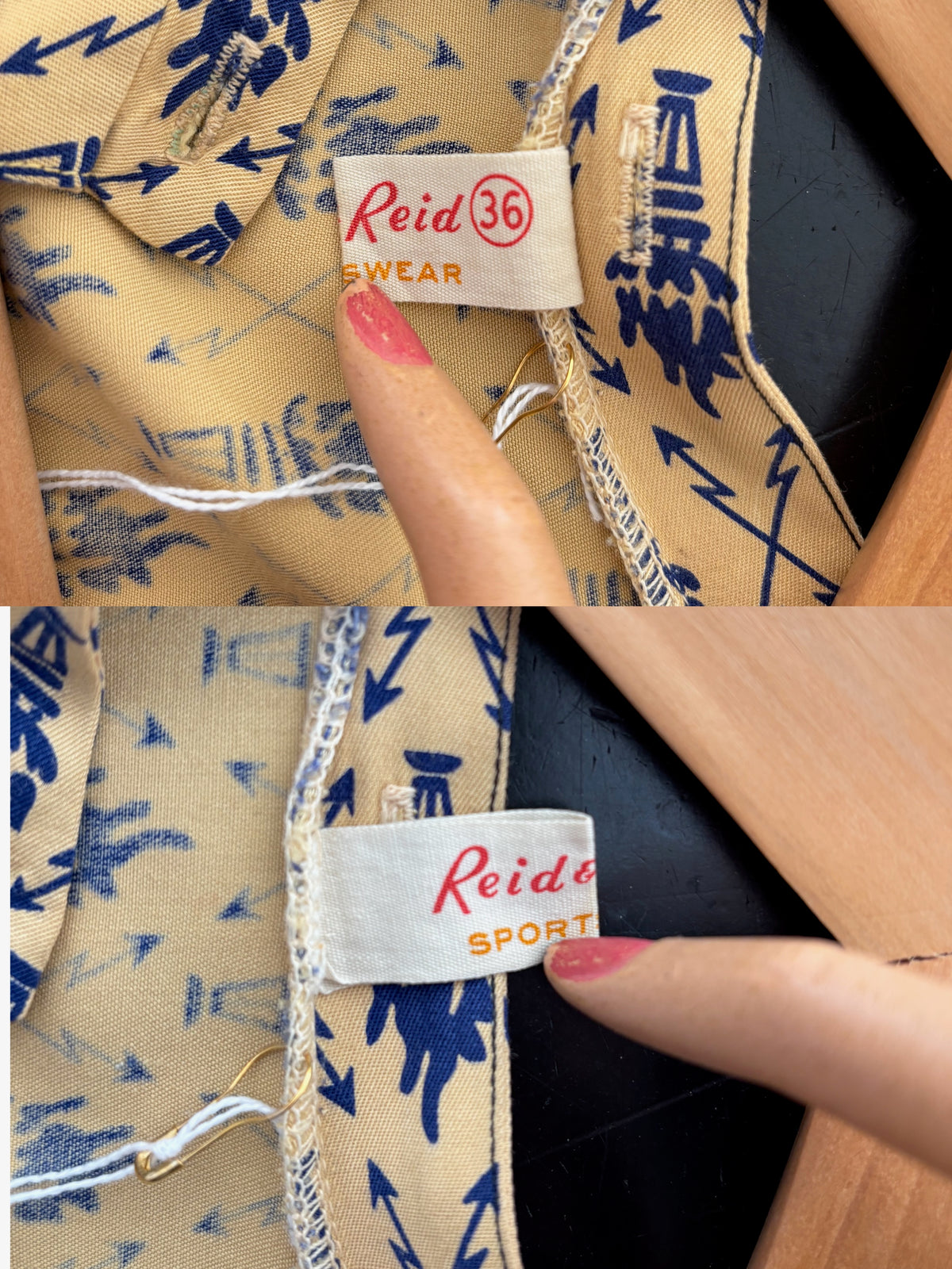 M/L | 1950s Torches and Arrows Novelty Print Blouse