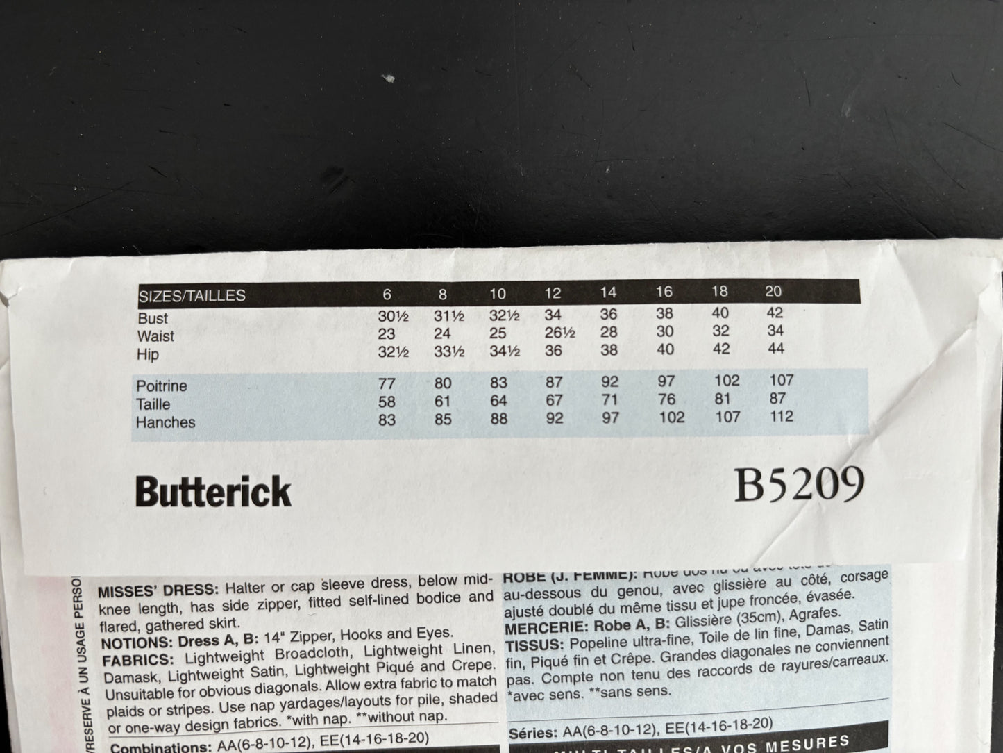 1947 Retro Butterick B5209 Sewing Pattern Misses' Dress - Sizes 14 - 20