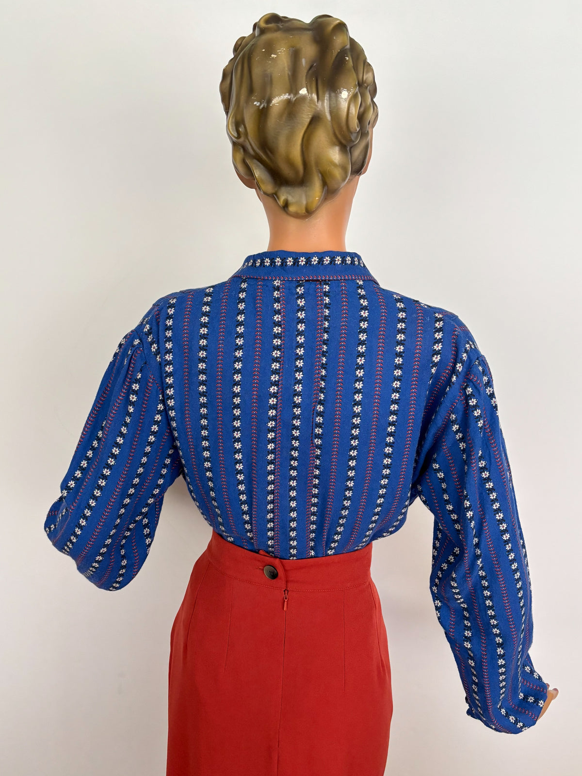 2XL/3XL | 1950s Blue Cotton Flannel Blouse