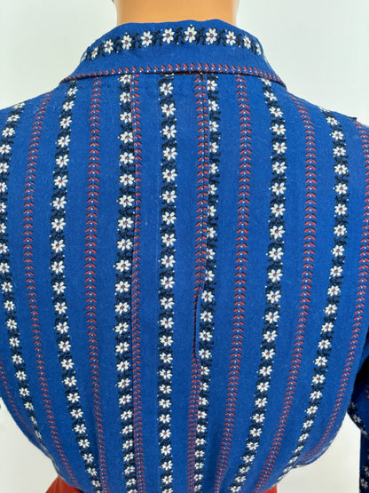 2XL/3XL | 1950s Blue Cotton Flannel Blouse