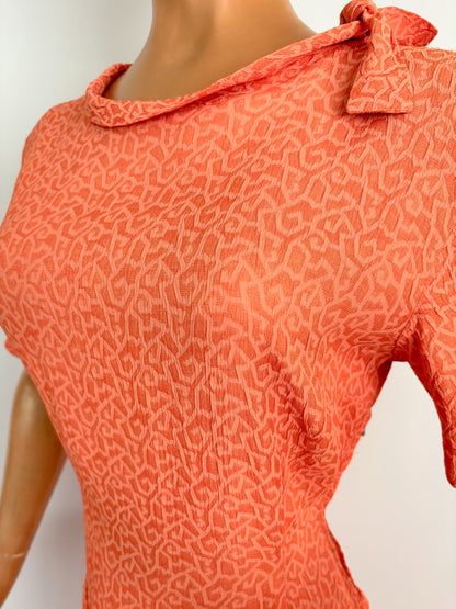 M | 1950s Crepe Day Dress With Shoulder Bow