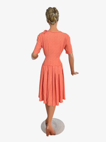 M | 1950s Crepe Day Dress With Shoulder Bow