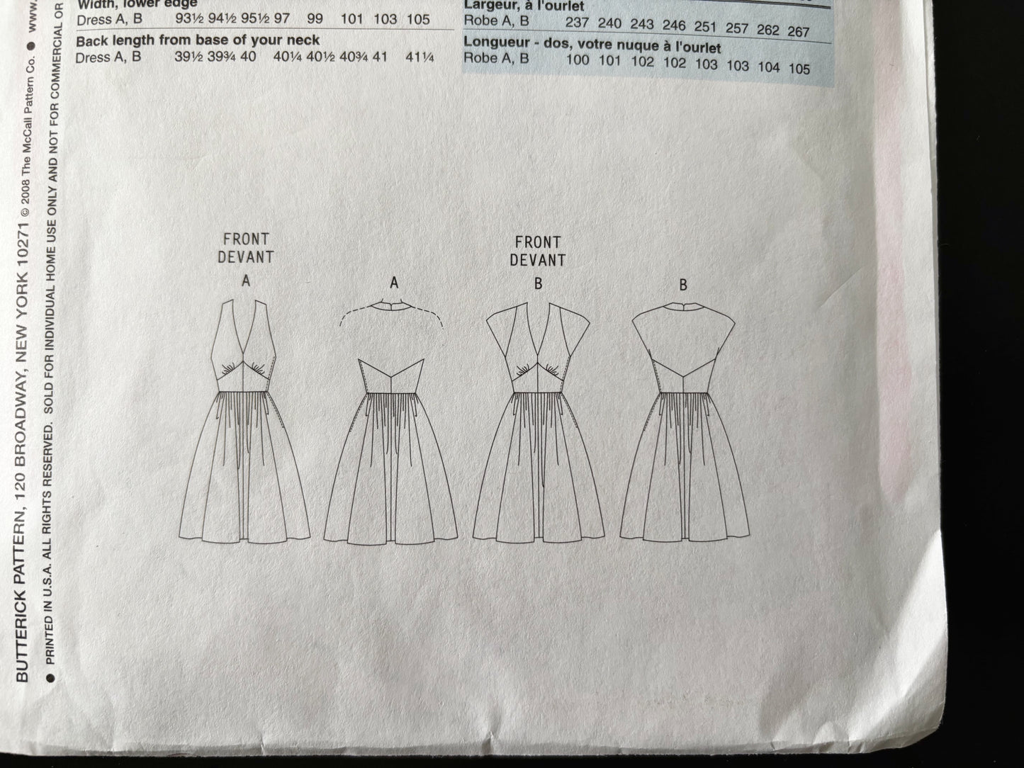 1947 Retro Butterick B5209 Sewing Pattern Misses' Dress - Sizes 14 - 20