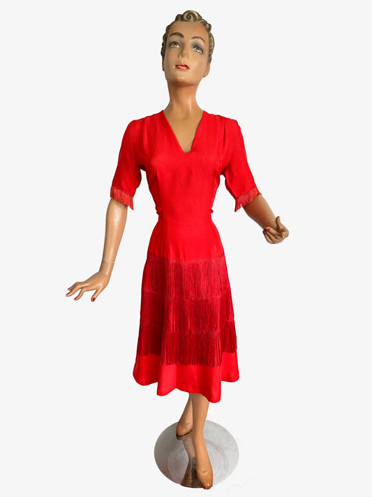 1950s Style Fringe Dress | S/M